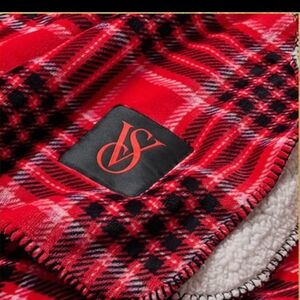 Victoria's Secret Red and Black Plaid Throw Blanket
